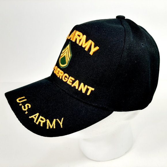 US Army Staff Sergeant Men's Ball Cap Hat Black Embroidered - Picture 3 of 4